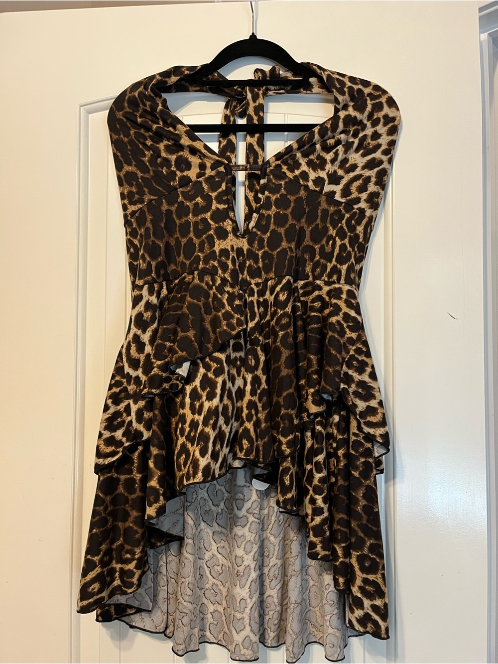 Leopard-Print Halter High-Low Dress